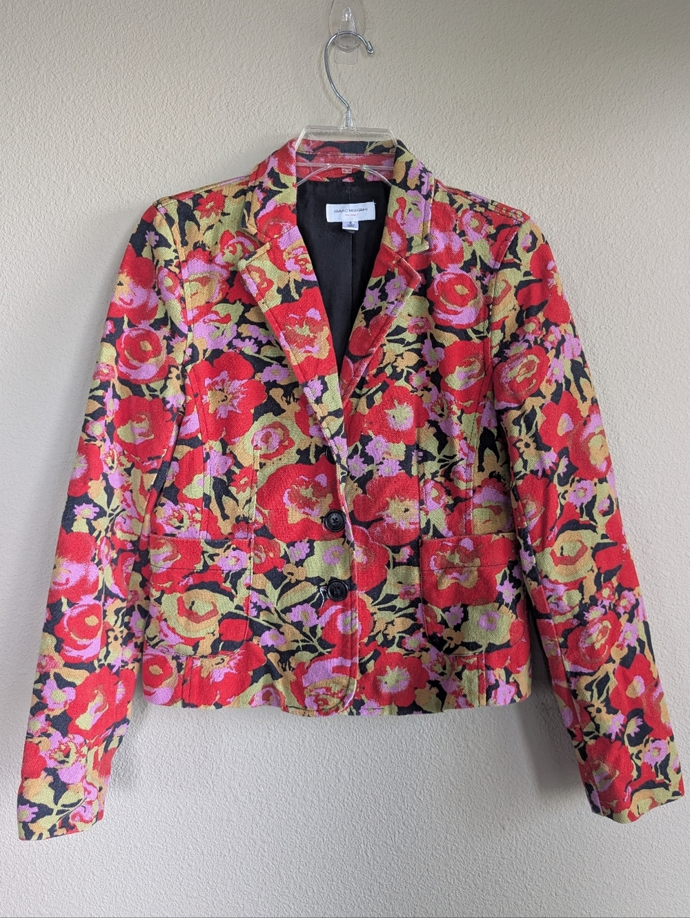 Isaac Mizarhi Size Small Women's Floral Red Multi Blazer Jacket